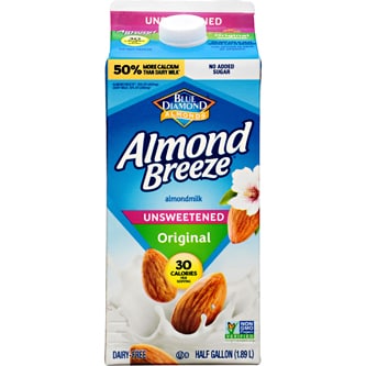 Blue Diamond Almond Breeze Almond Milk, Unsweetened Original, Carton