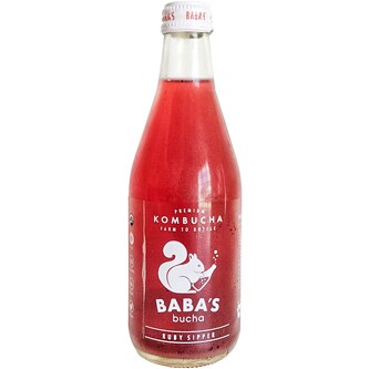 Baba's Bucha Organic Kombucha, Ruby Sipper, Glass Bottle