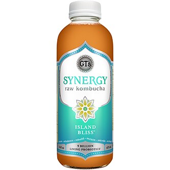 GT's Synergy Organic Raw Kombucha, Island Bliss, Glass Bottle