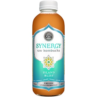GT's Synergy Organic Raw Kombucha, Island Bliss, Glass Bottle