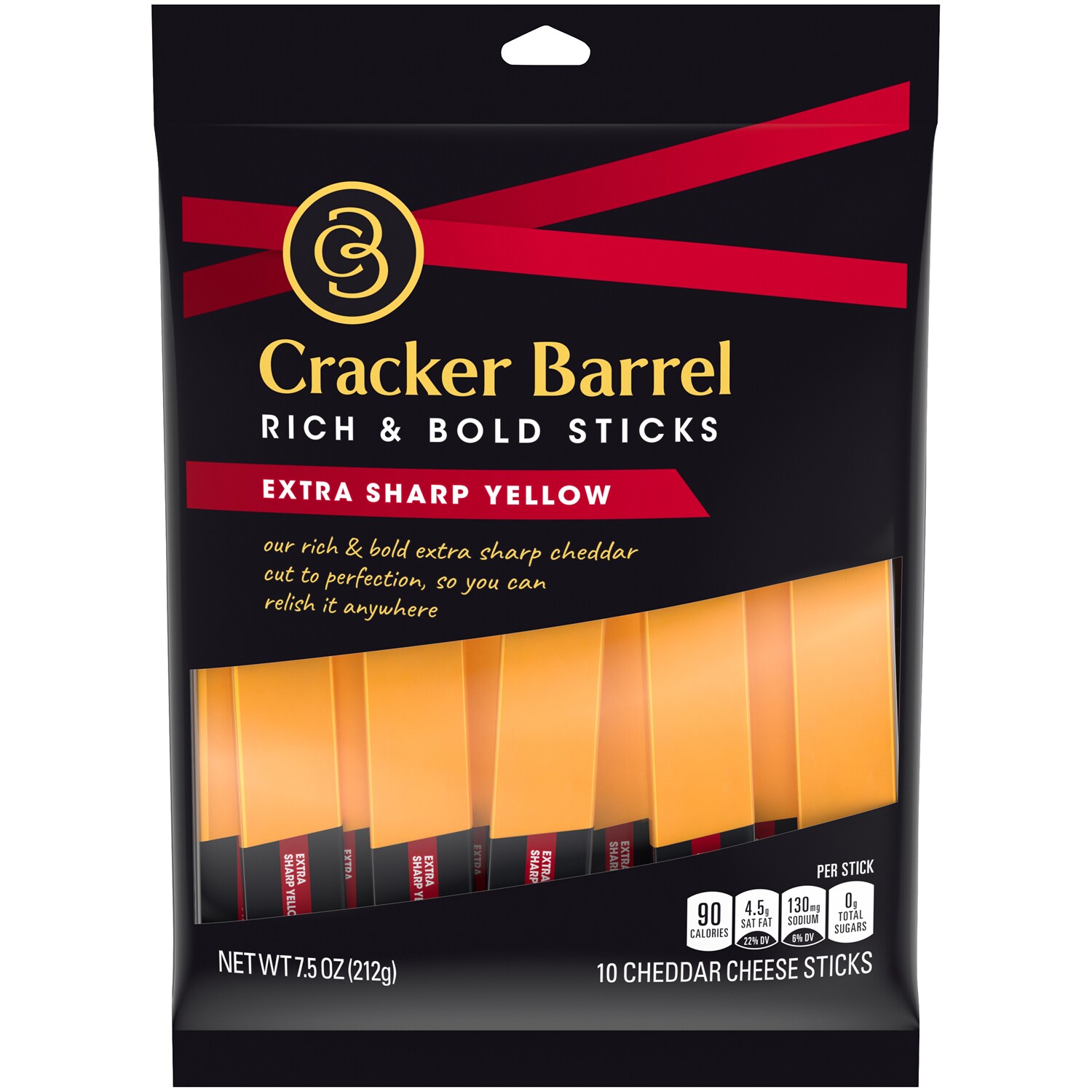 Cracker Barrel Rich & Bold Sticks, Extra Sharp Yellow
