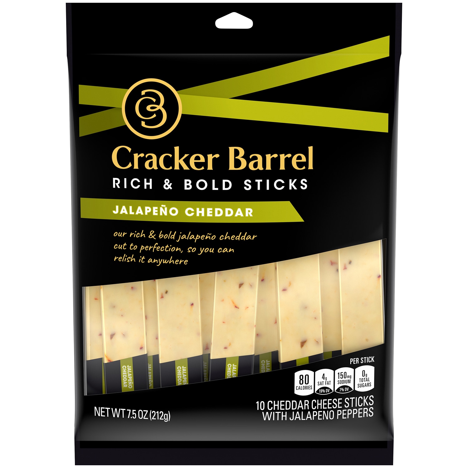 Cracker Barrel Rich & Bold Sticks, Jalapeño Cheddar