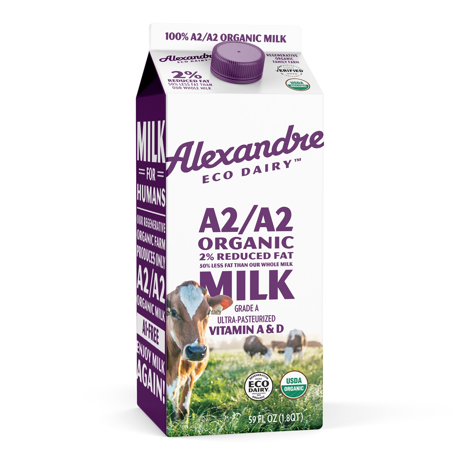 Alexandre A2/A2 Organic 2% Reduced Fat Milk, Carton
