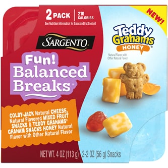 Sargento Fun! Balanced Breaks, Colby-Jack Cheese, Mixed Fruit Snacks & Teddy Grahams Graham Snacks Honey