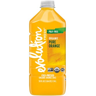 Evolution Fresh Cold-Pressed Organic Pure Orange Juice, Pulp Free, Plastic Bottle