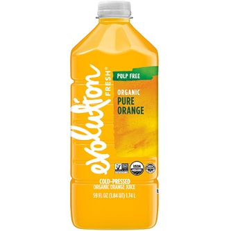 Evolution Fresh Cold-Pressed Organic Pure Orange Juice, Pulp Free, Plastic Bottle