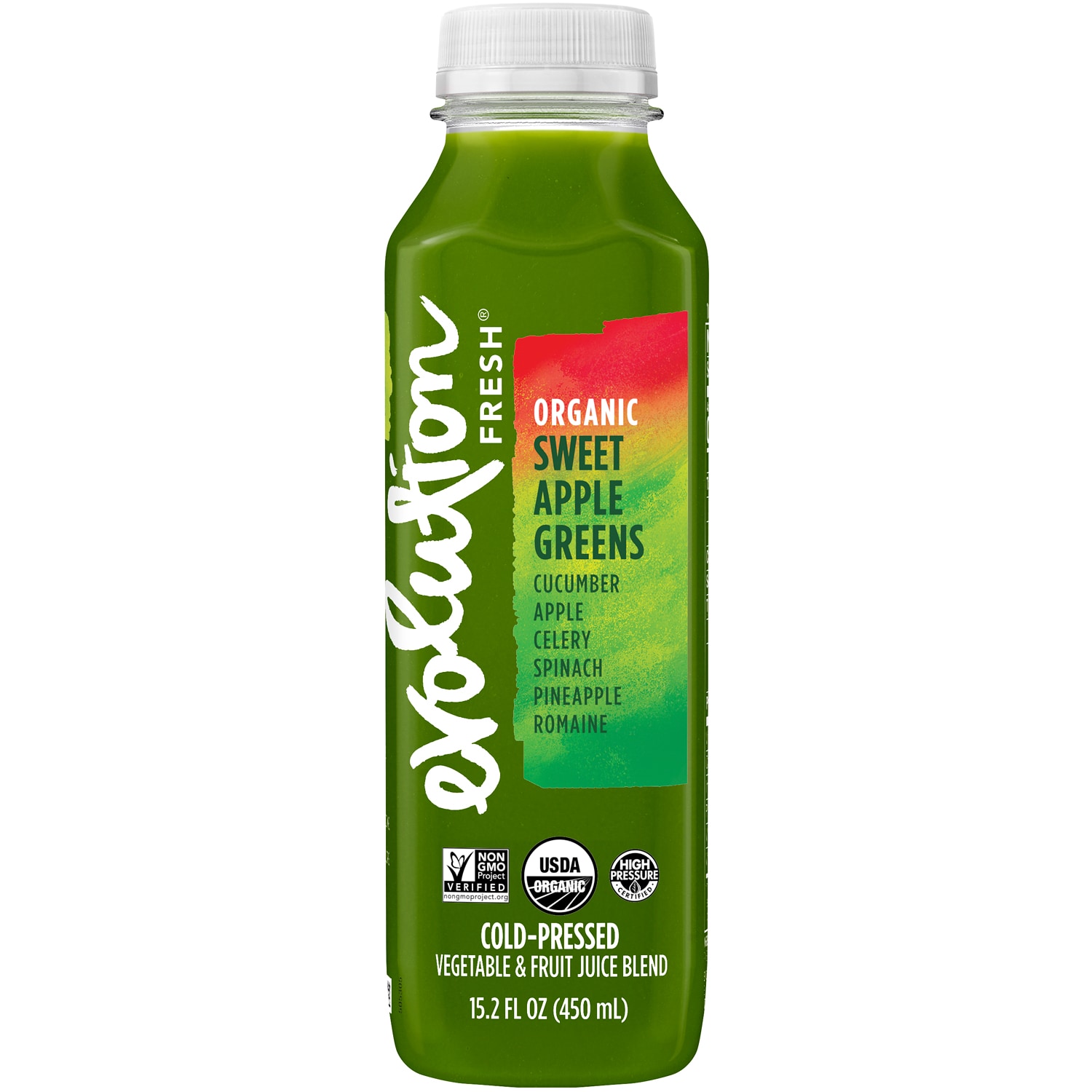 Evolution Fresh Cold-Pressed Organic Juice Blend, Sweet Apple Greens, Plastic Bottle