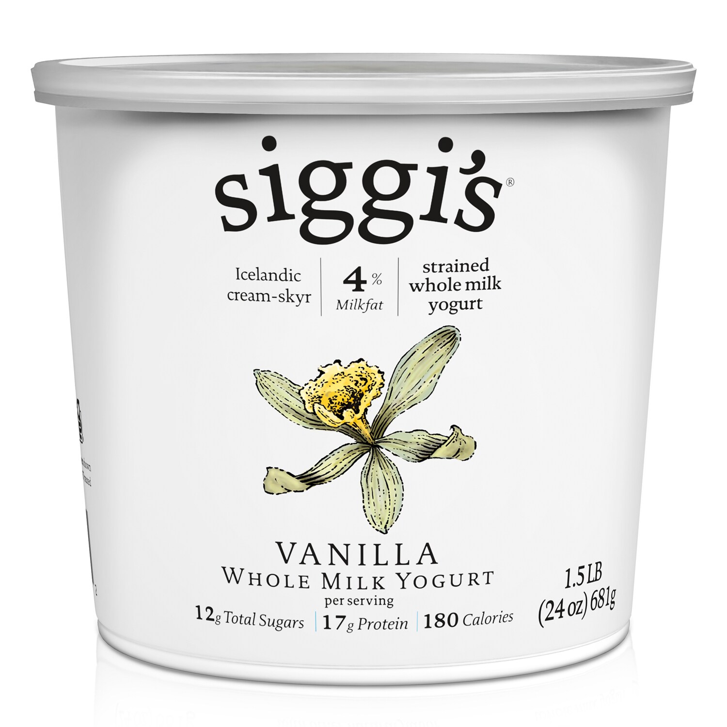 Siggi's Skyr Icelandic-Style Strained 4% Whole Milk Yogurt, Vanilla