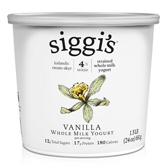 Siggi's Skyr Icelandic-Style Strained 4% Whole Milk Yogurt, Vanilla
