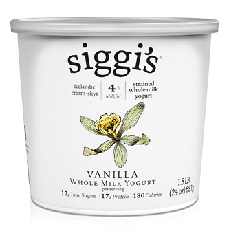 Siggi's Skyr Icelandic-Style Strained 4% Whole Milk Yogurt, Vanilla