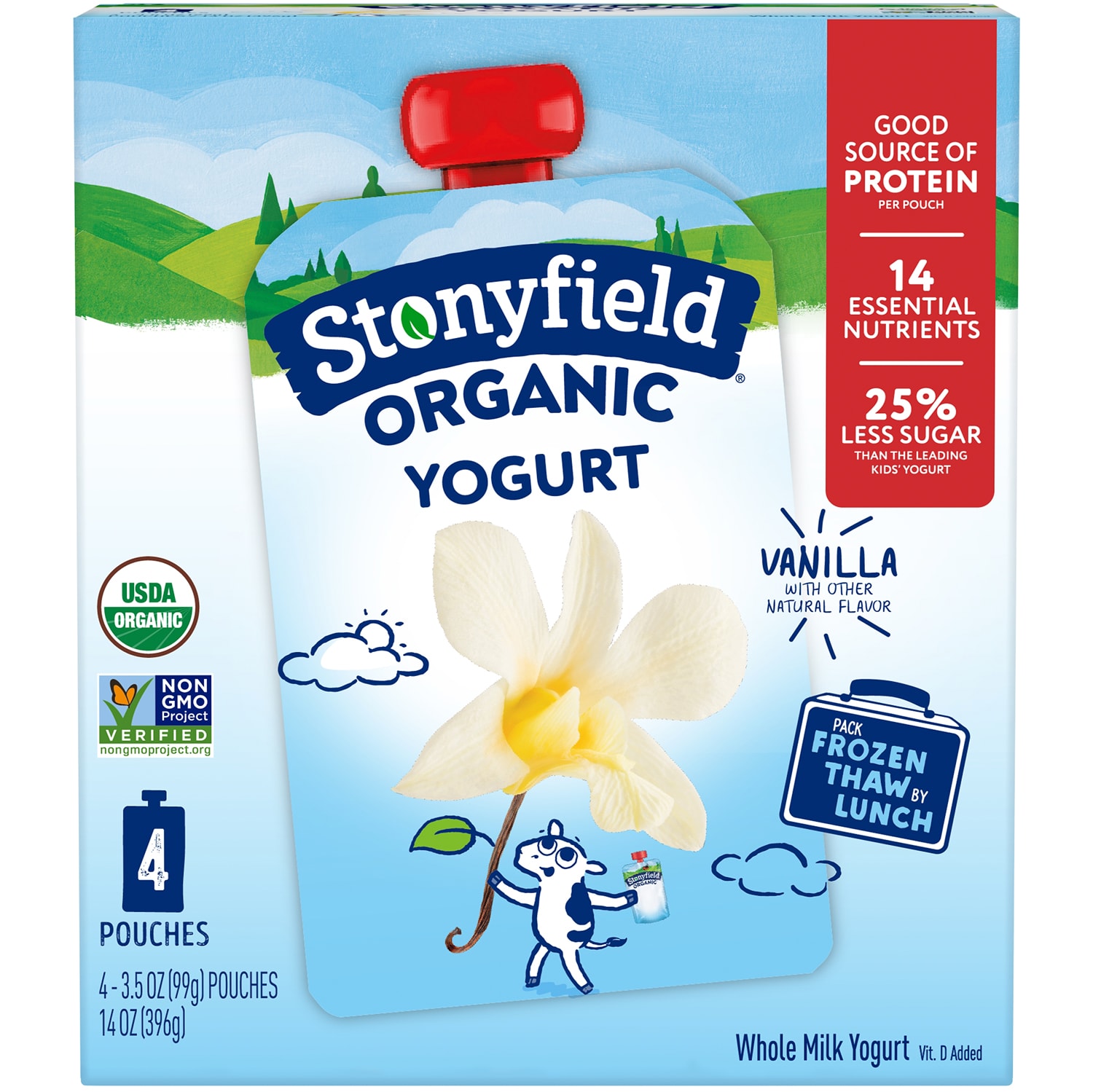 Stonyfield Organic Whole Milk Yogurt Pouches, Vanilla