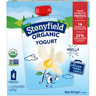 Stonyfield Organic Whole Milk Yogurt Pouches, Vanilla
