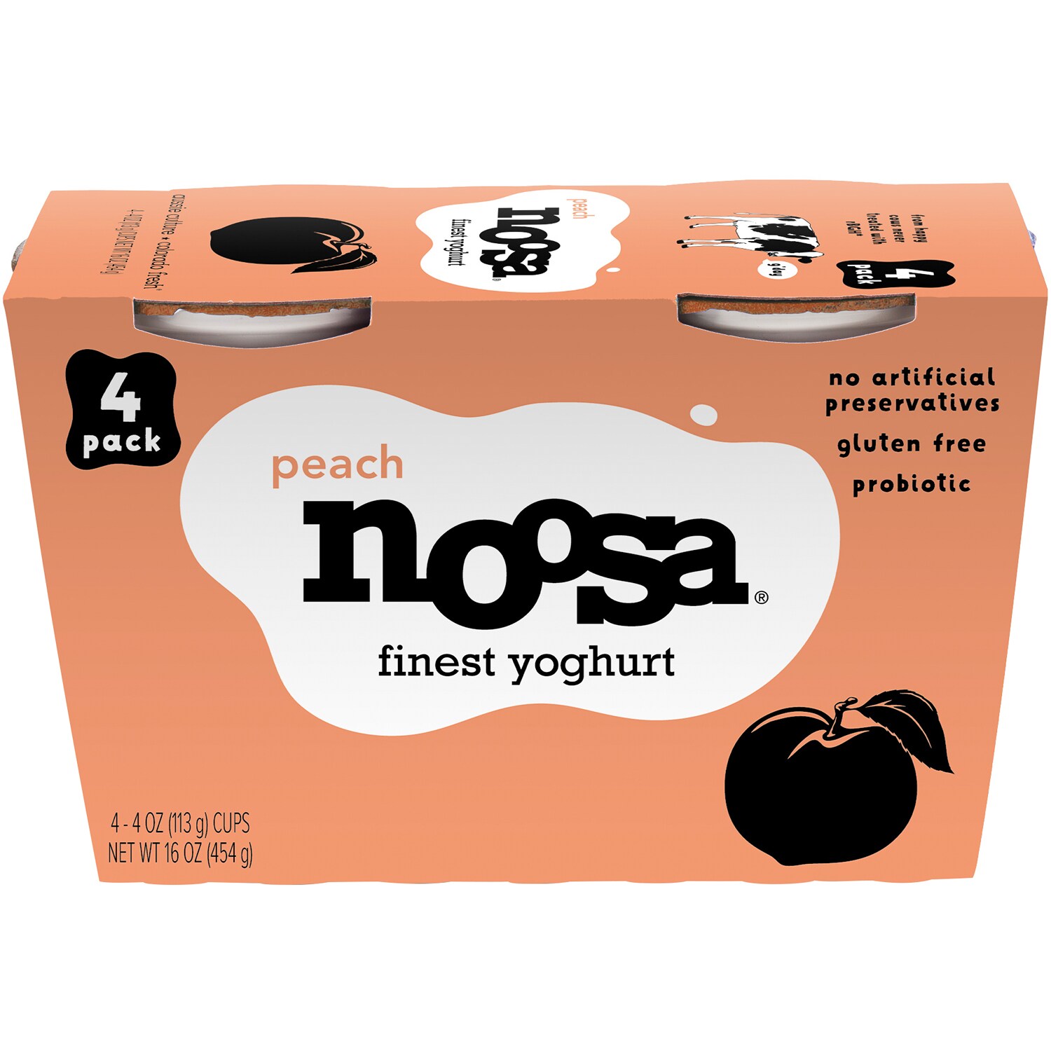 Noosa Finest Yoghurt, Peach 4ct FreshDirect