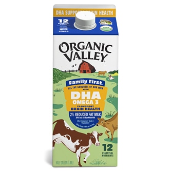 Organic Valley Family First 2% Reduced Fat Milk with DHA Omega-3, Carton