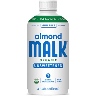 MALK Organic Almond Milk, Unsweetened, Plastic Bottle