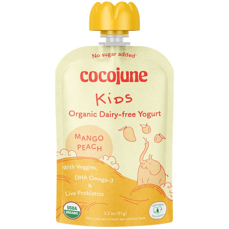 Cocojune Organic Cultured Coconut Yogurt Kids Pouch, Mango Peach