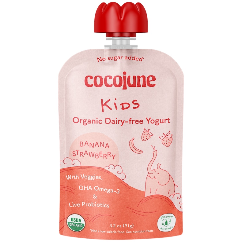 Cocojune Organic Cultured Coconut Yogurt Kids Pouch, Banana Strawberry