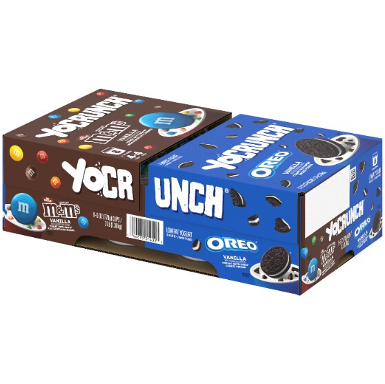 YoCrunch Lowfat Yogurt, Vanilla with M&M's and Vanilla with Oreo Cookie Pieces
