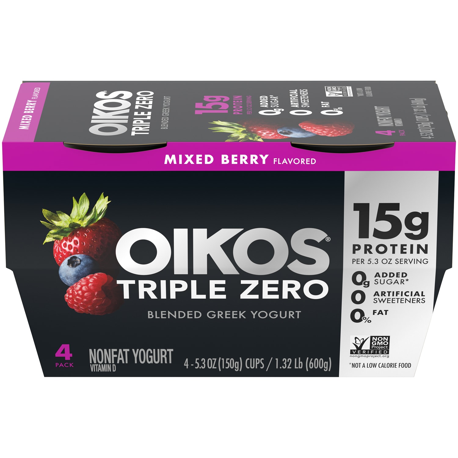 Oikos Triple Zero Greek Nonfat Yogurt, Mixed Berry