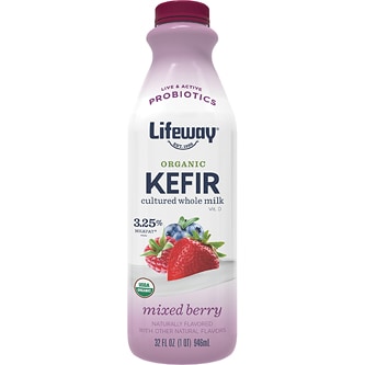 Lifeway Organic Whole Milk Kefir, Mixed Berry