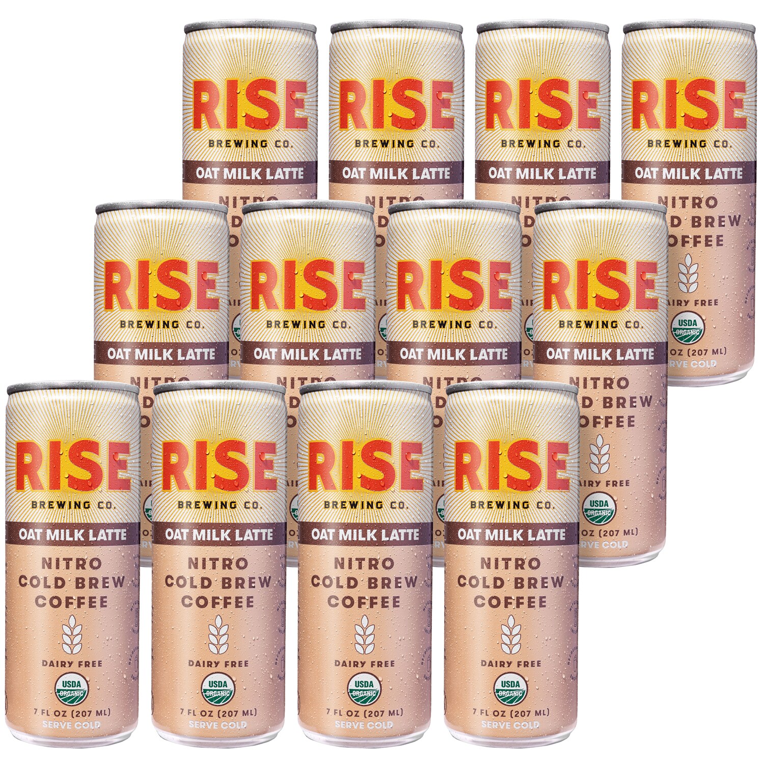 RISE Brewing Co. Nitro Cold Brew Coffee, Oat Milk Latte, Cans