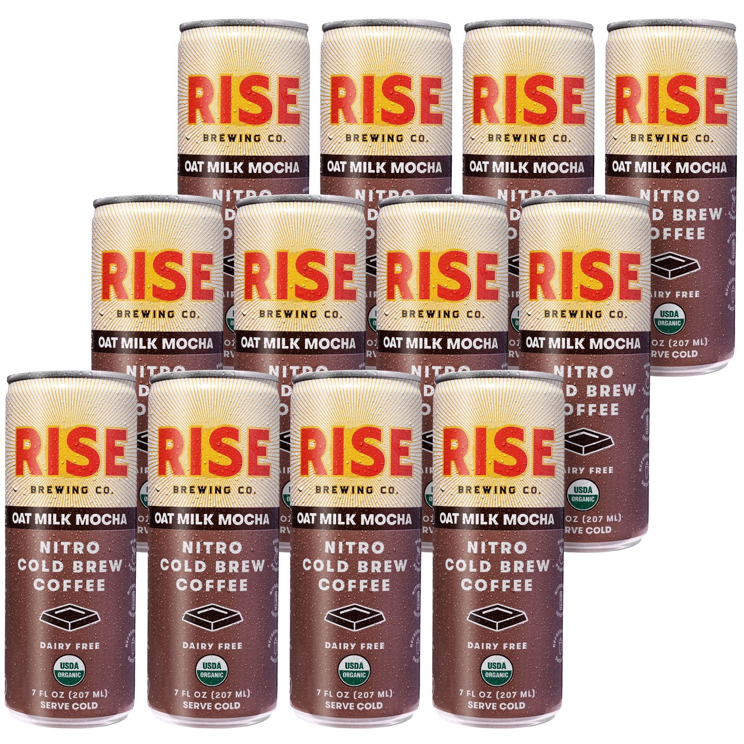 RISE Brewing Co. Nitro Cold Brew Coffee, Oat Milk Mocha, Cans