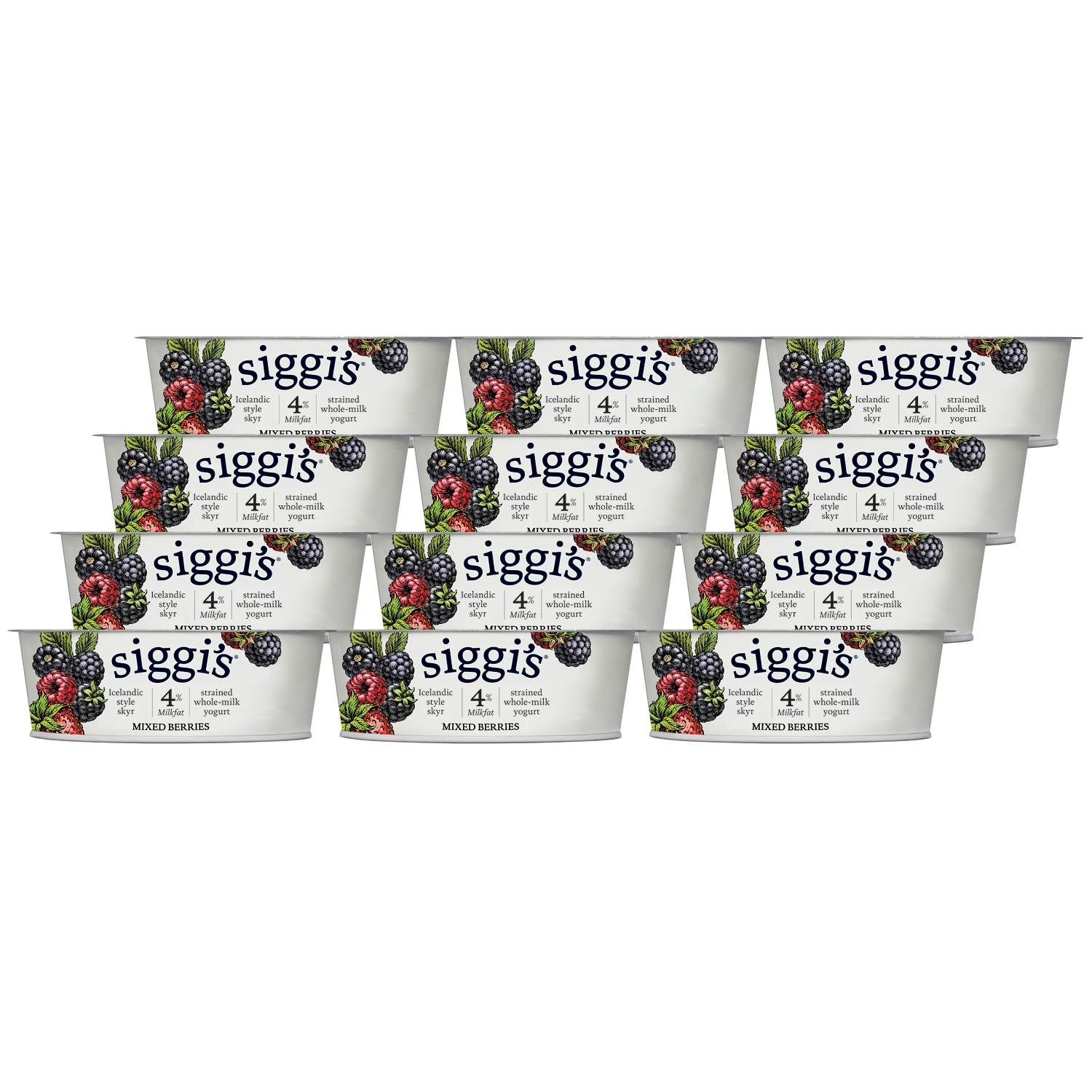 Siggi's Skyr Icelandic-Style Strained 4% Whole Milk Yogurt, Mixed Berries