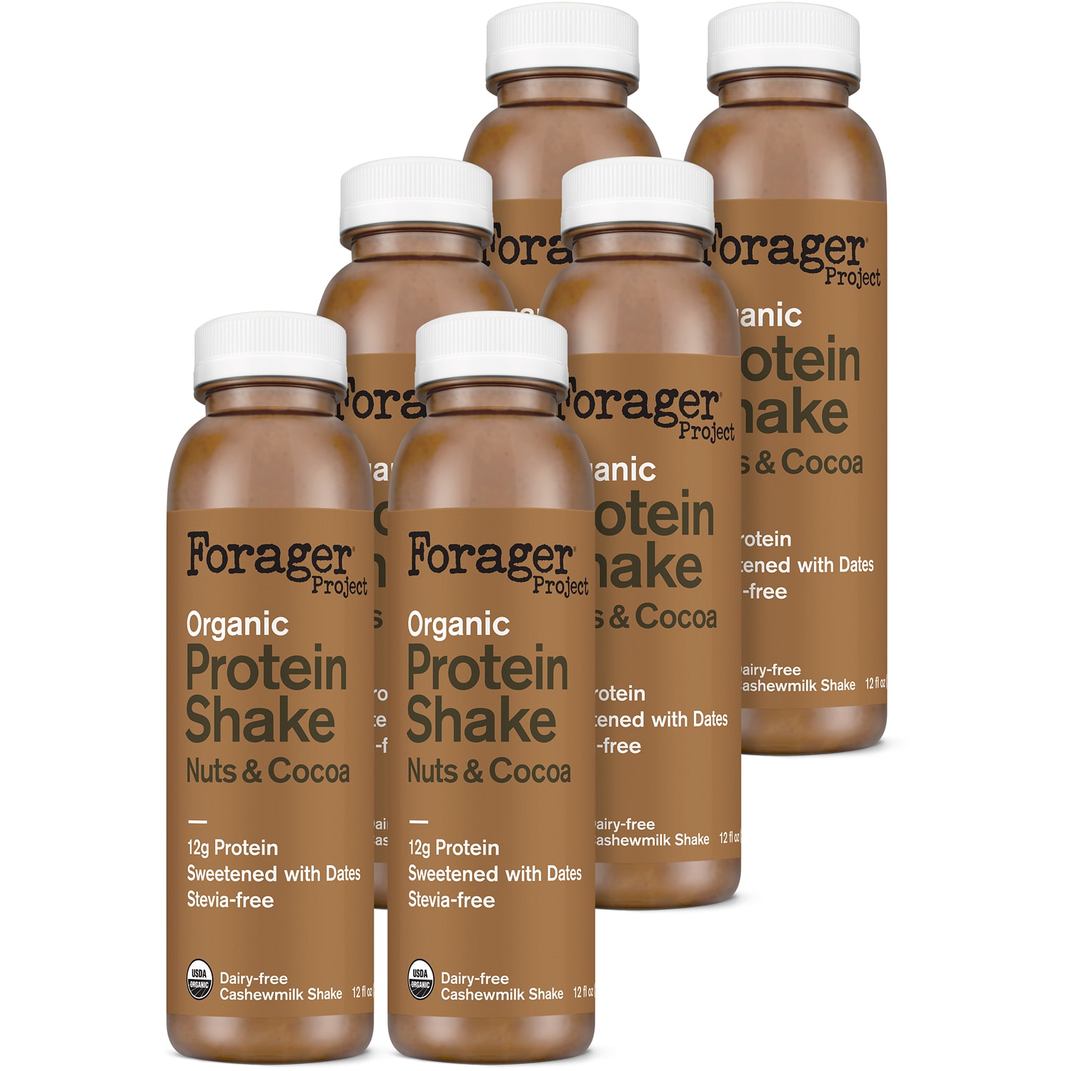 Forager Organic Protein Plant Shake, Nuts & Chocolate, Plastic Bottles
