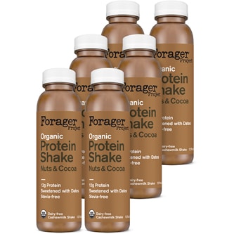 Forager Organic Protein Plant Shake, Nuts & Chocolate, Plastic Bottles