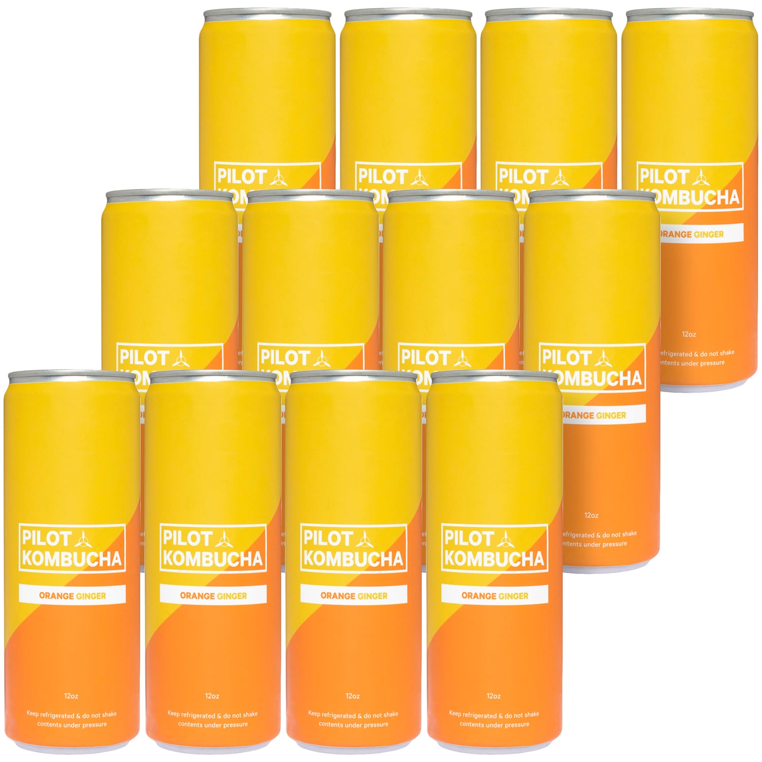 Pilot Kombucha Beverage, Orange Ginger, Cans