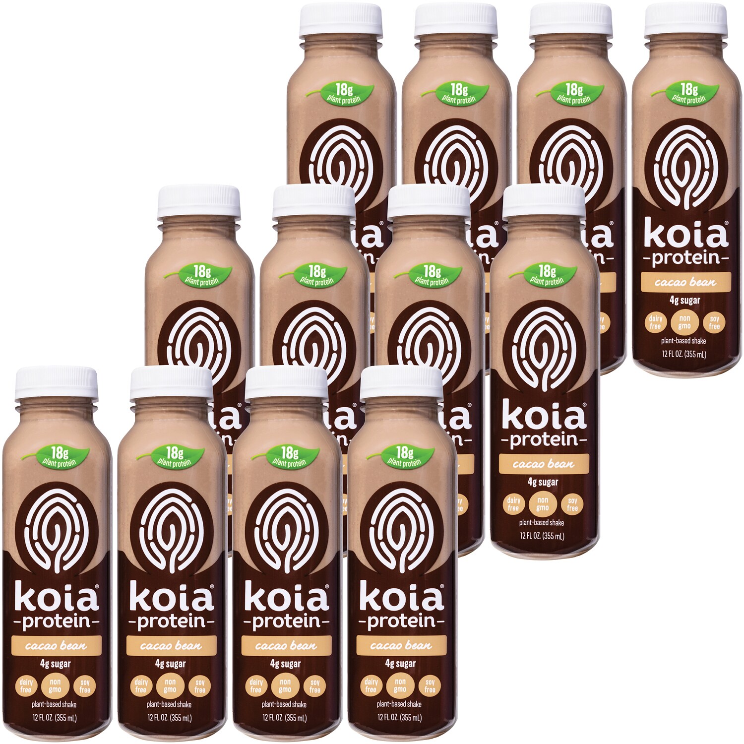 Koia Plant-Based Protein Shake, Cocoa Bean, Plastic Bottles