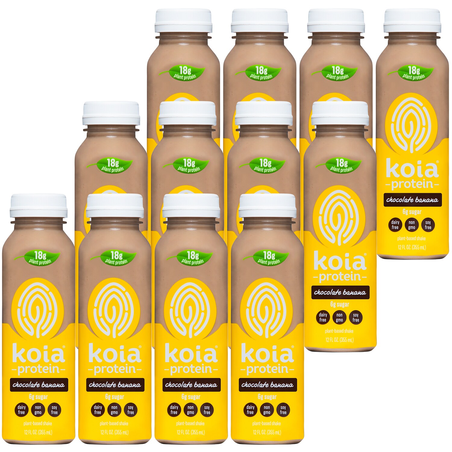 Koia Plant-Based Protein Shake, Chocolate Banana, Plastic Bottles