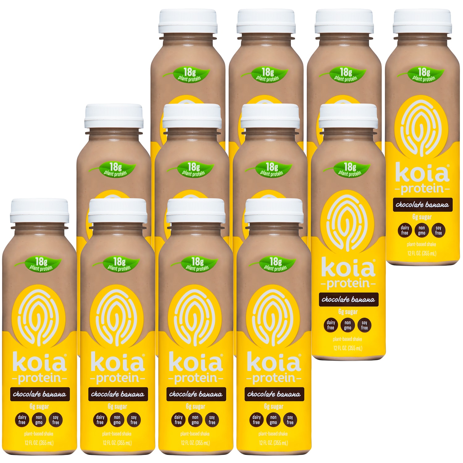 Koia Plant-Based Protein Shake, Chocolate Banana, Plastic Bottles