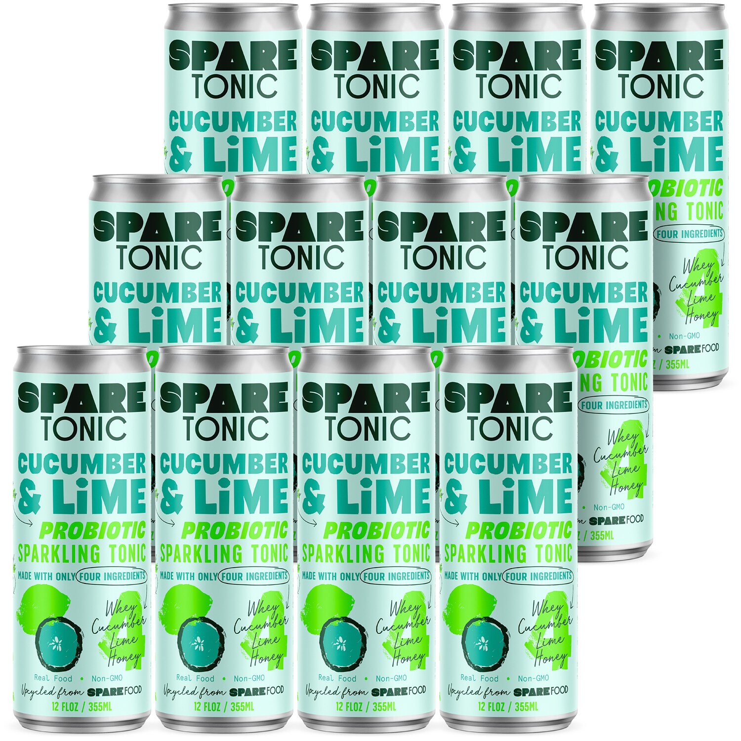 The Spare Food Co. Probiotic Sparkling Tonic, Cucumber & Lime, Cans