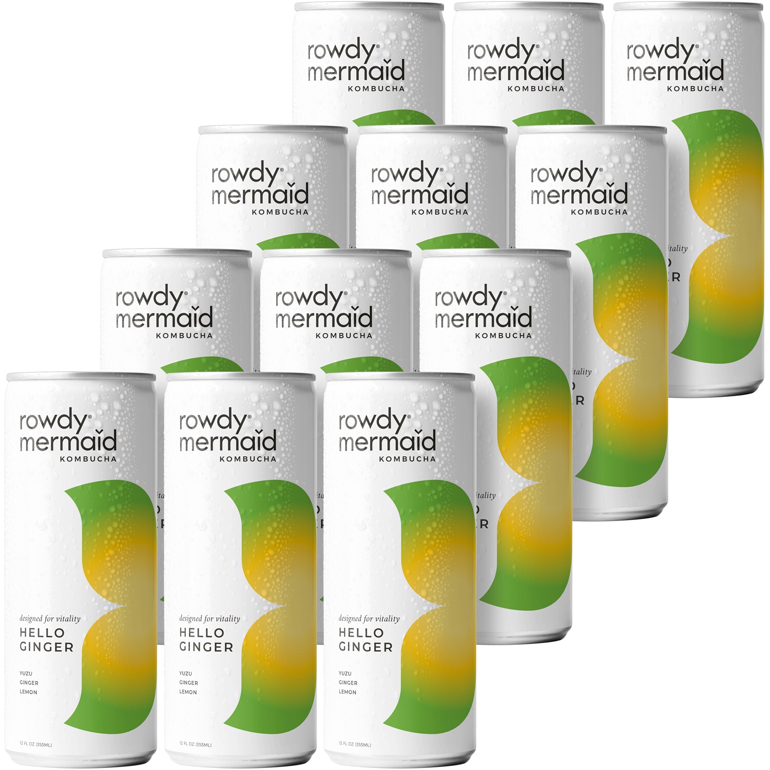 Rowdy Mermaid Organic Kombucha, Hello Ginger, Cans