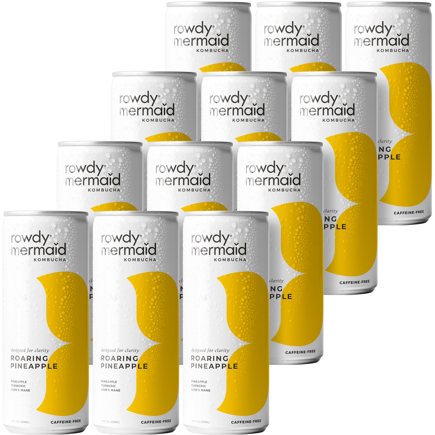 Rowdy Mermaid Organic Kombucha, Roaring Pineapple, Cans