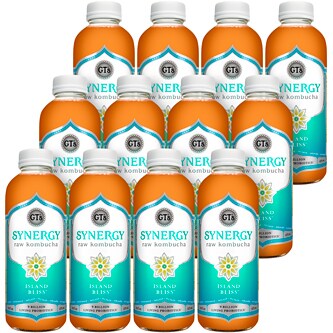 GT's Synergy Organic Raw Kombucha, Island Bliss, Glass Bottles