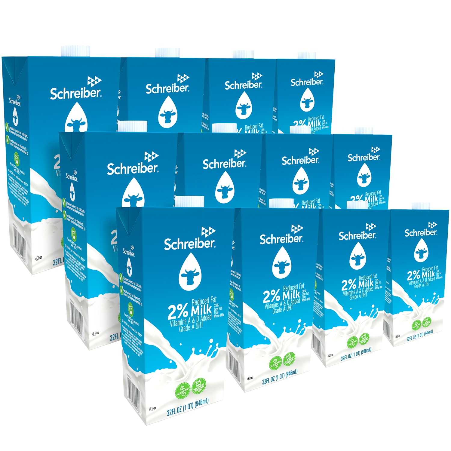 Schreiber 2% Reduced Fat Milk, Cartons