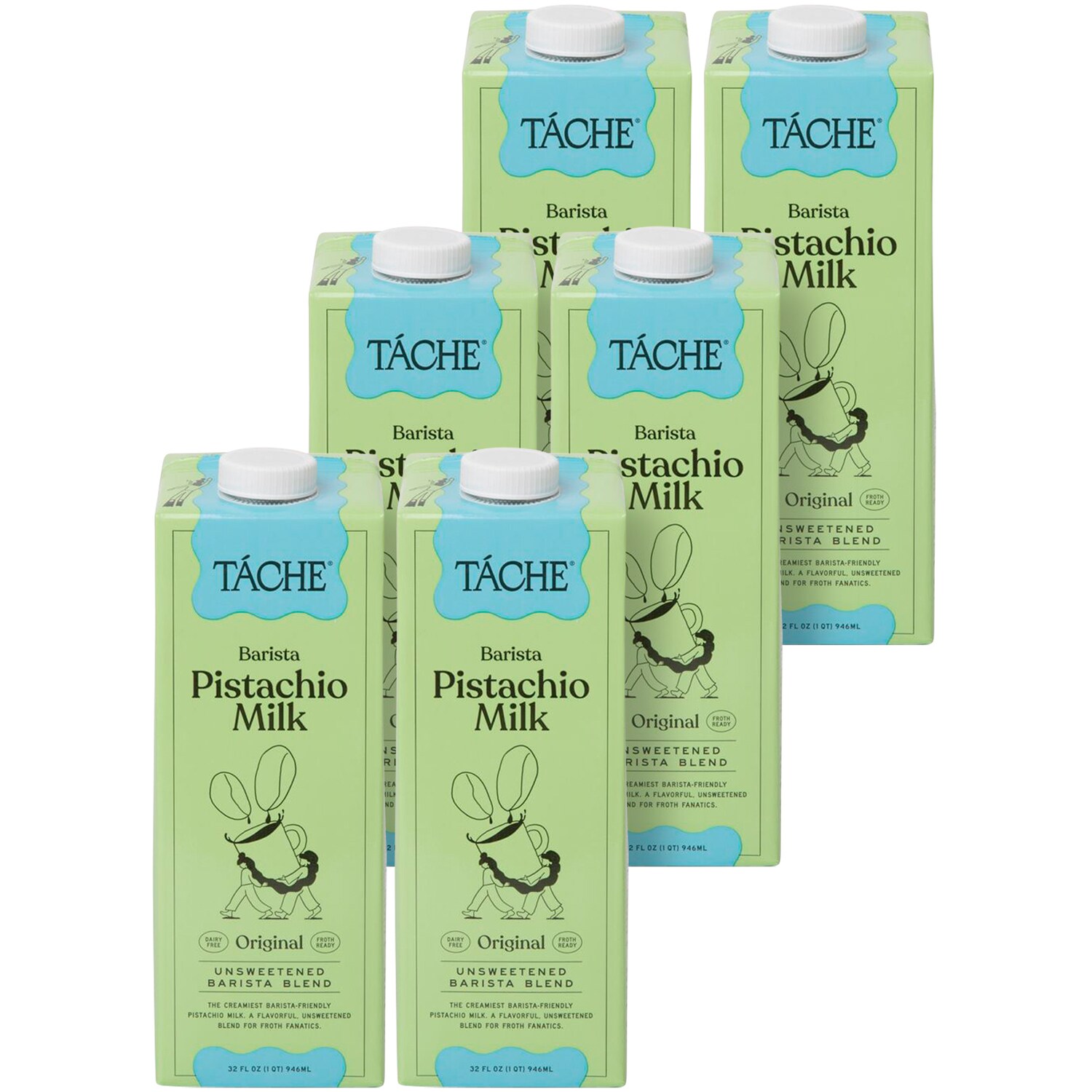 Tache Barista Pistachio Milk, Original Unsweetened, Cartons