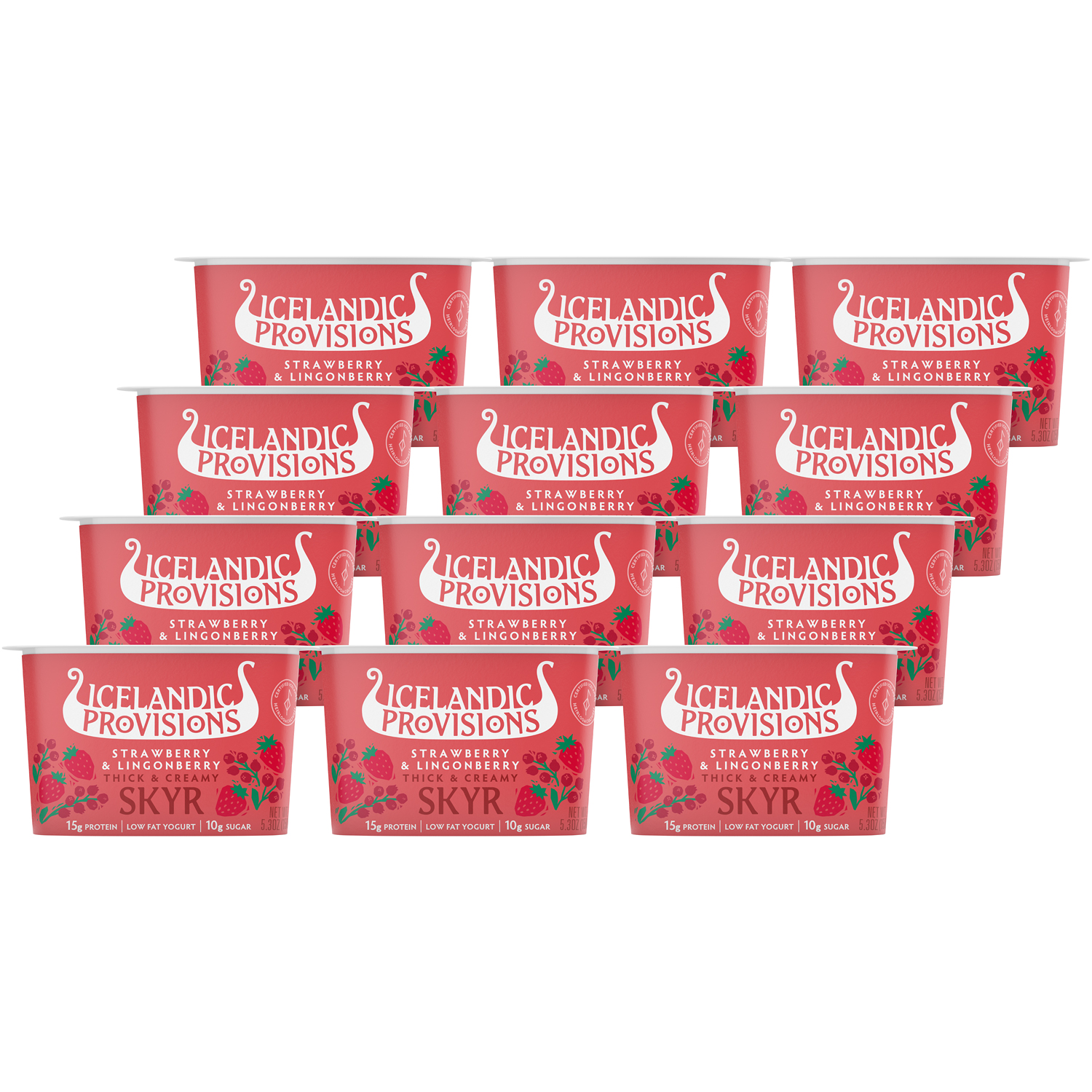 Icelandic Provisions Thick & Creamy Skyr, Strawberry & Lingonberry