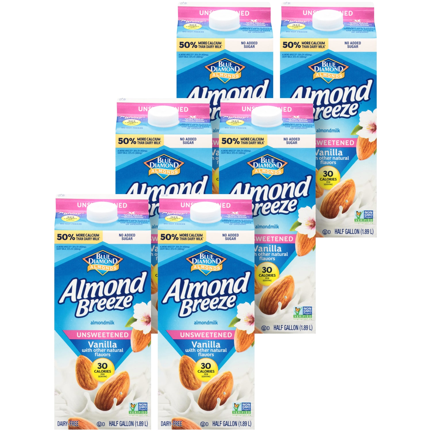 Blue Diamond Almond Breeze Almond Milk, Unsweetened Vanilla, Cartons