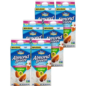 Blue Diamond Almond Breeze Almond Milk, Unsweetened Original, Cartons