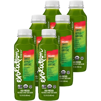 Evolution Fresh Cold-Pressed Organic Juice Blend, Sweet Apple Greens, Plastic Bottles