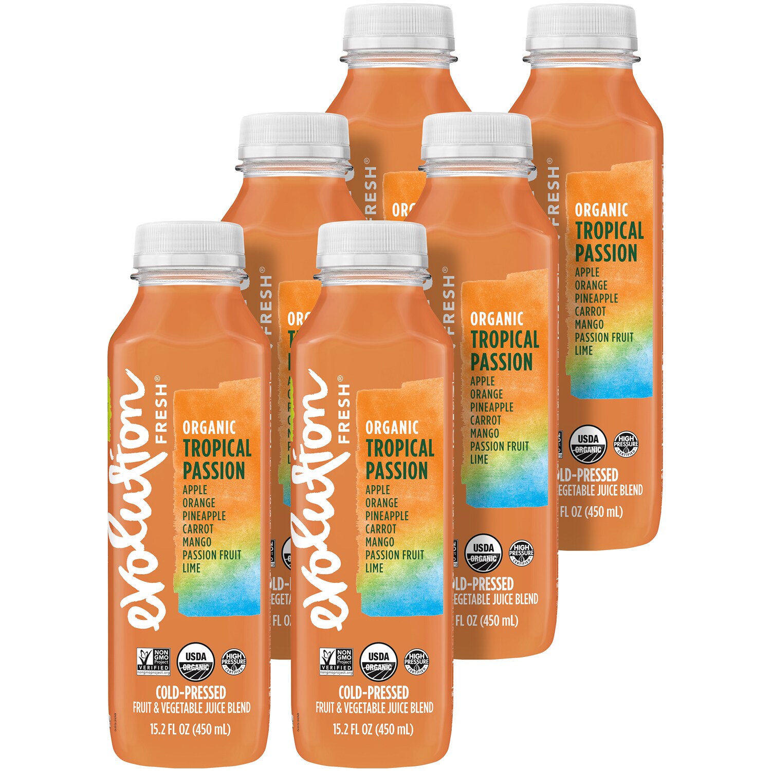 Evolution Fresh Cold-Pressed Organic Juice Blend, Tropical Passion, Plastic Bottles