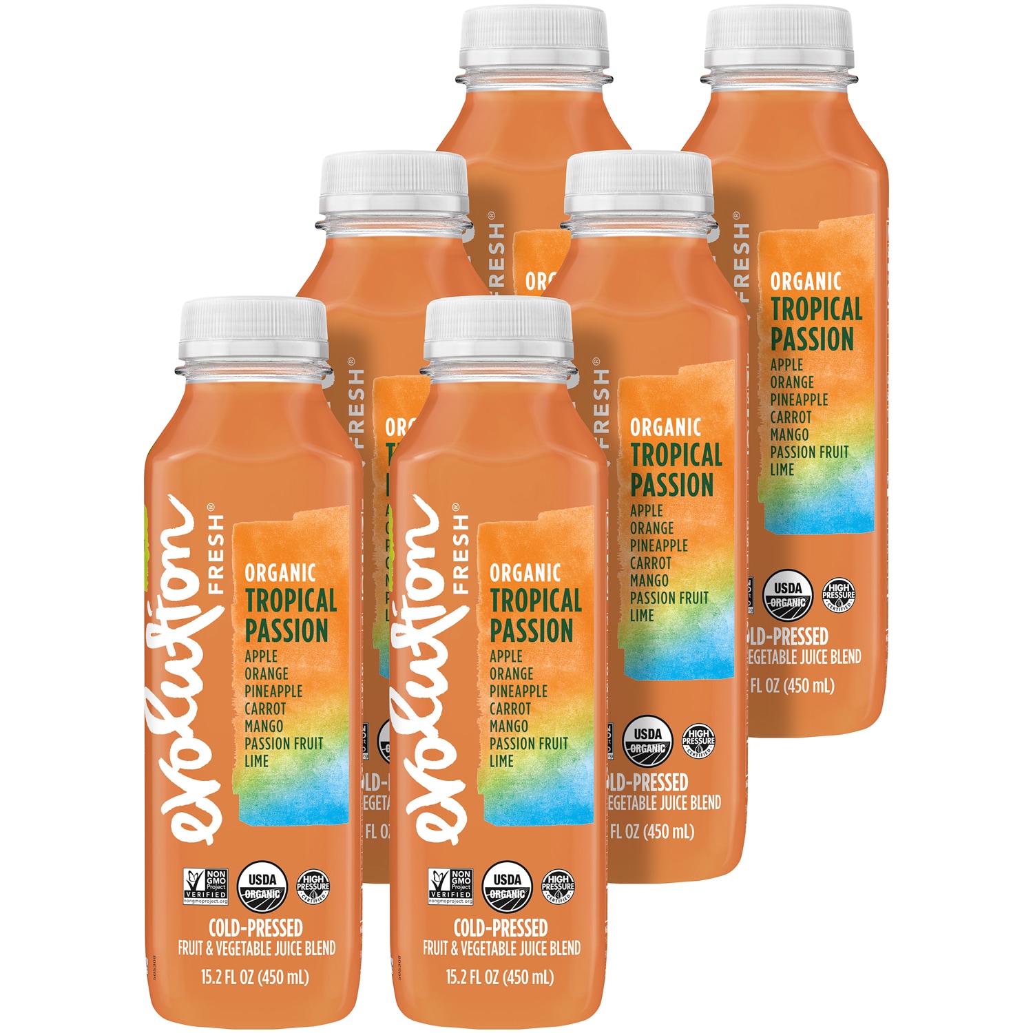 Evolution Fresh Cold-Pressed Organic Juice Blend, Tropical Passion, Plastic Bottles