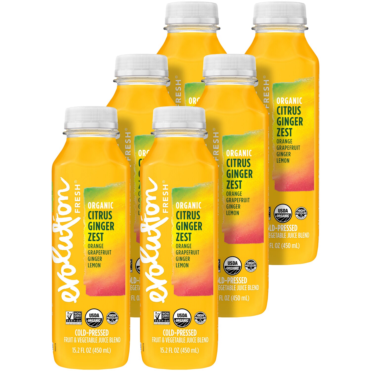 Evolution Fresh Cold-Pressed Organic Juice Blend, Citrus Ginger Zest, Plastic Bottles
