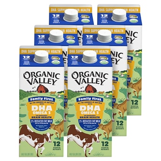 Organic Valley Family First 2% Reduced Fat Milk with DHA Omega-3, Cartons