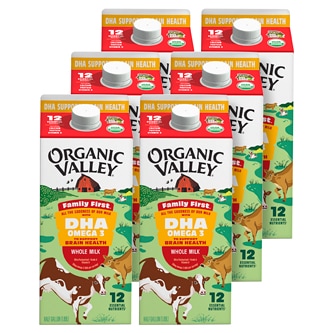 Organic Valley Family First Whole Milk with DHA Omega-3, Cartons
