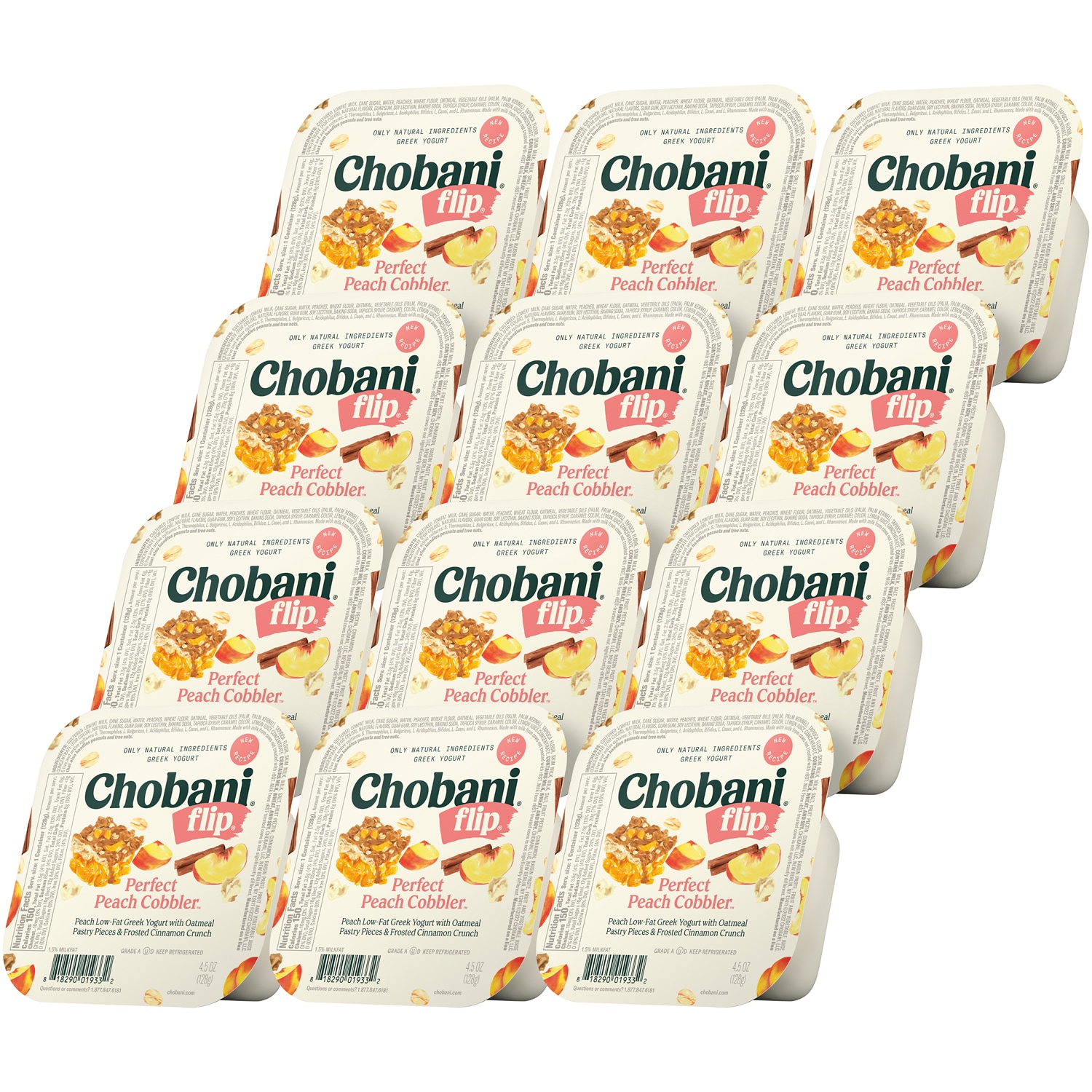 Chobani Flip Low-Fat Greek Yogurt, Perfect Peach Cobbler