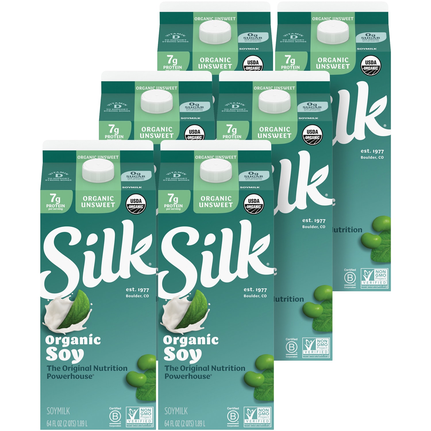 Silk Organic Soymilk, Unsweetened, Cartons